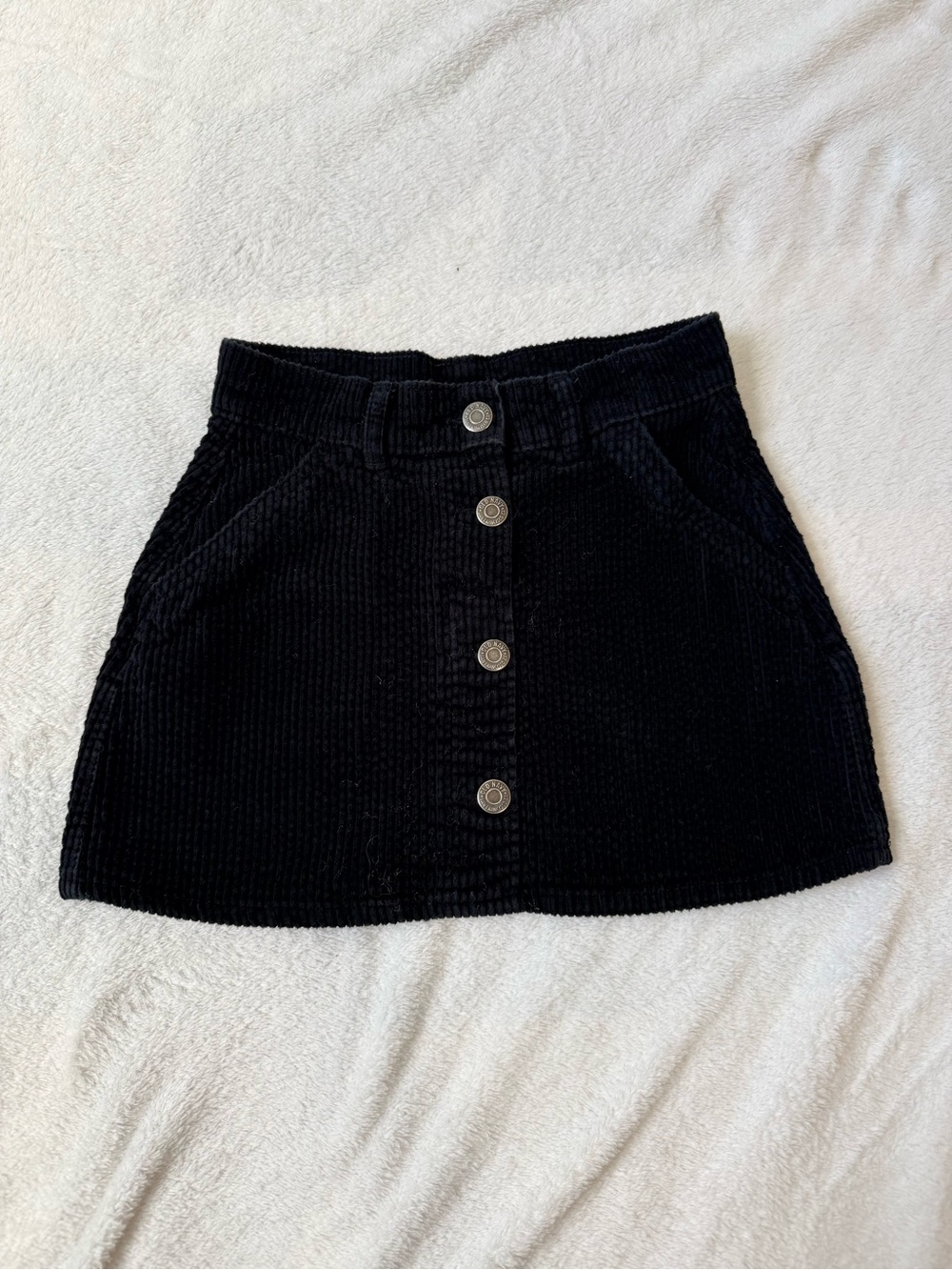 Old Navy Black Corduroy Button Mini Skirt